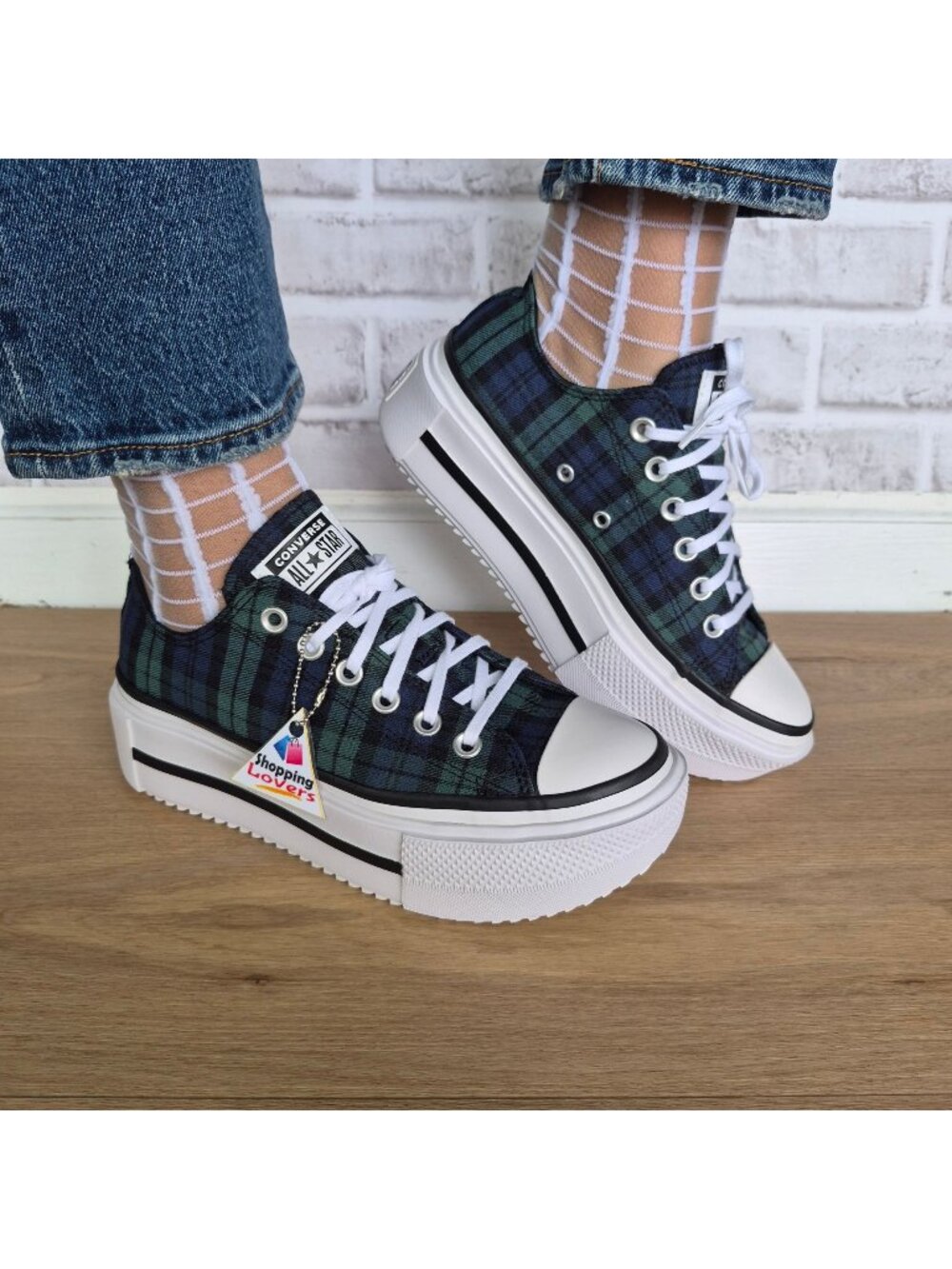 Converse Lift Double Stack Platform Plaid 11.5 Women Shoes Sneaker Black A16517C
